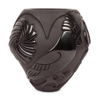 Blackware Pottery Jar, with Eagle and Parrot