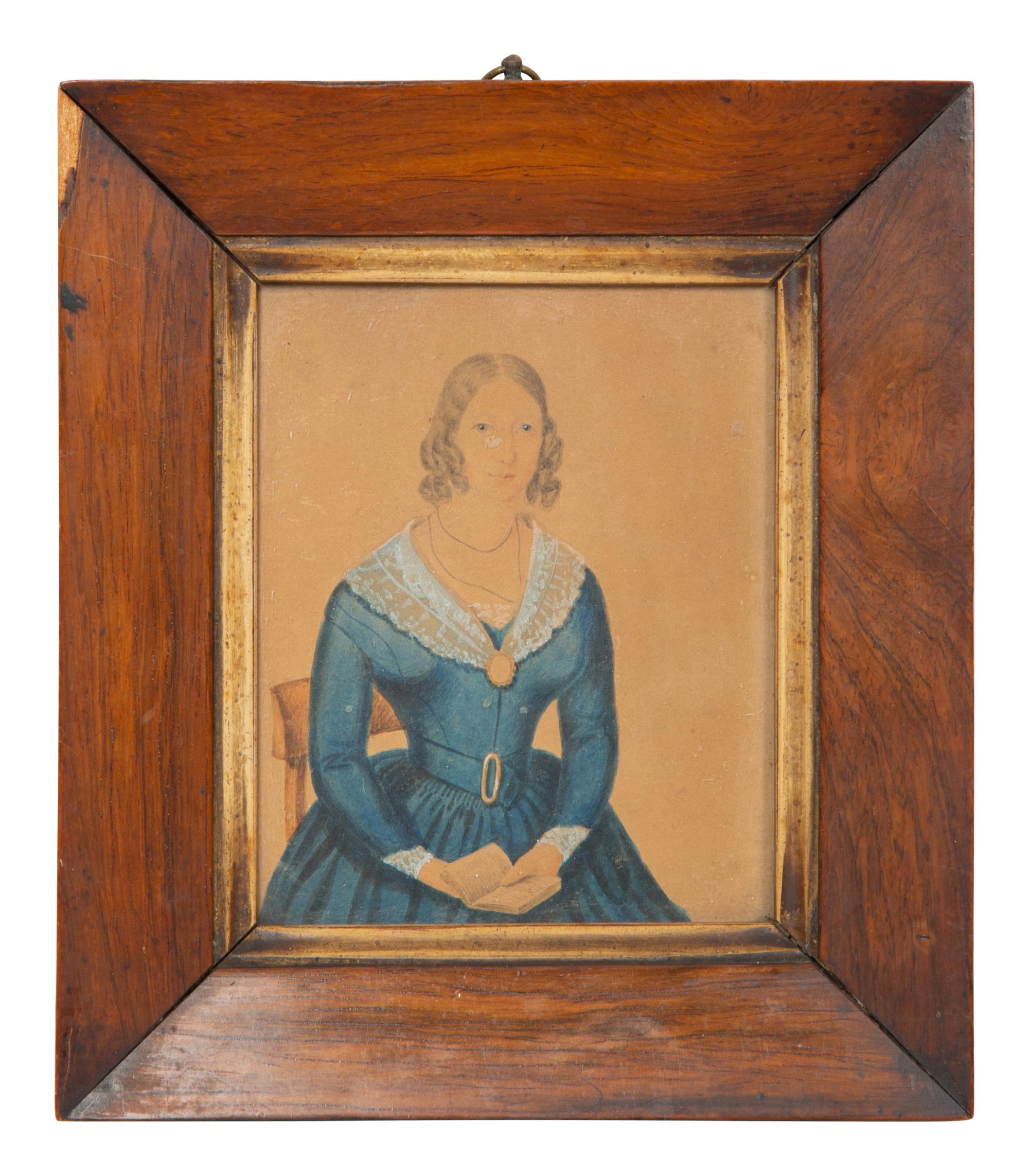 A Group of Two Portrait Miniatures and Two Silhouette Pictures
