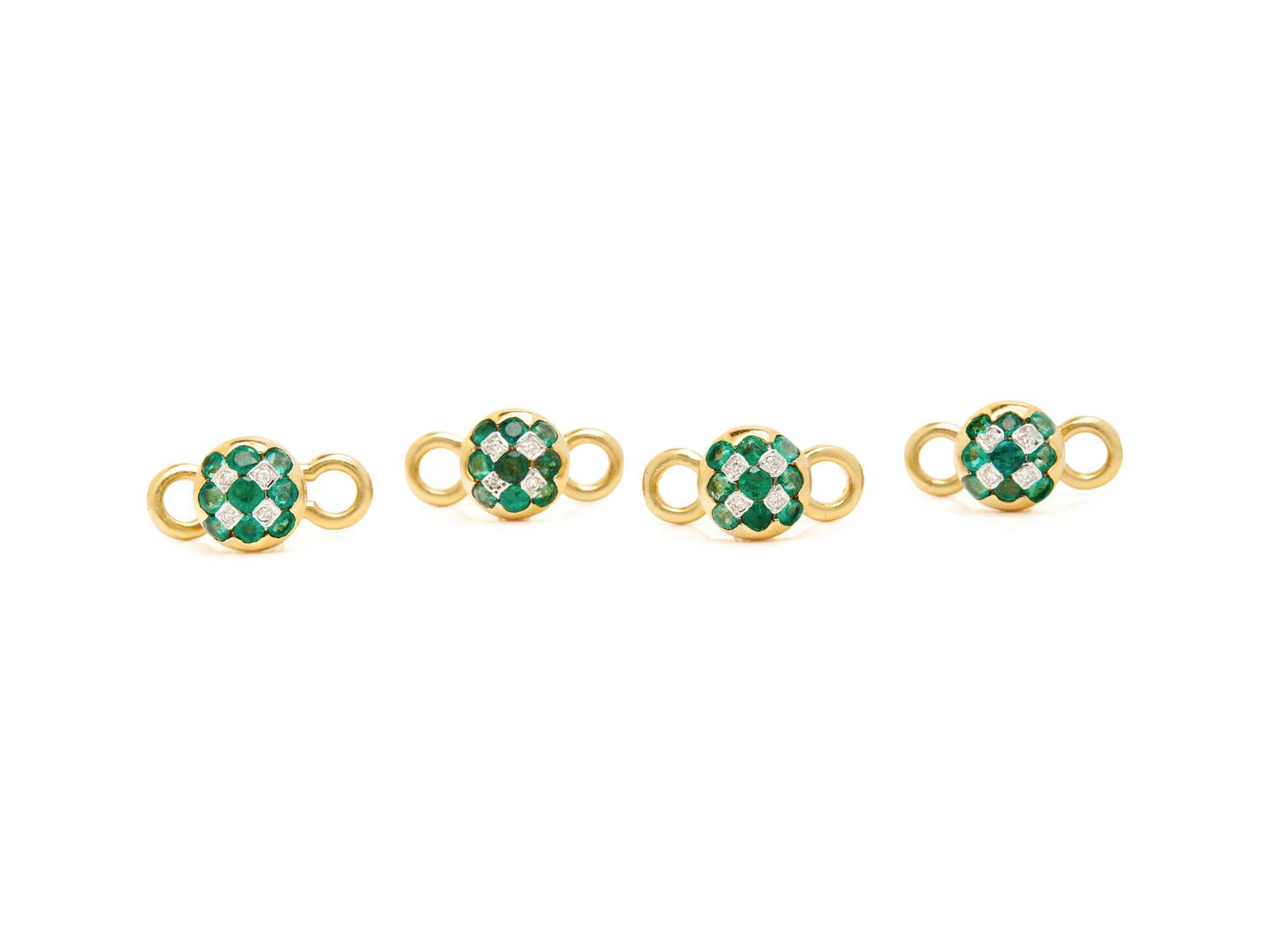 YELLOW GOLD, EMERALD, AND DIAMOND DRESS SET