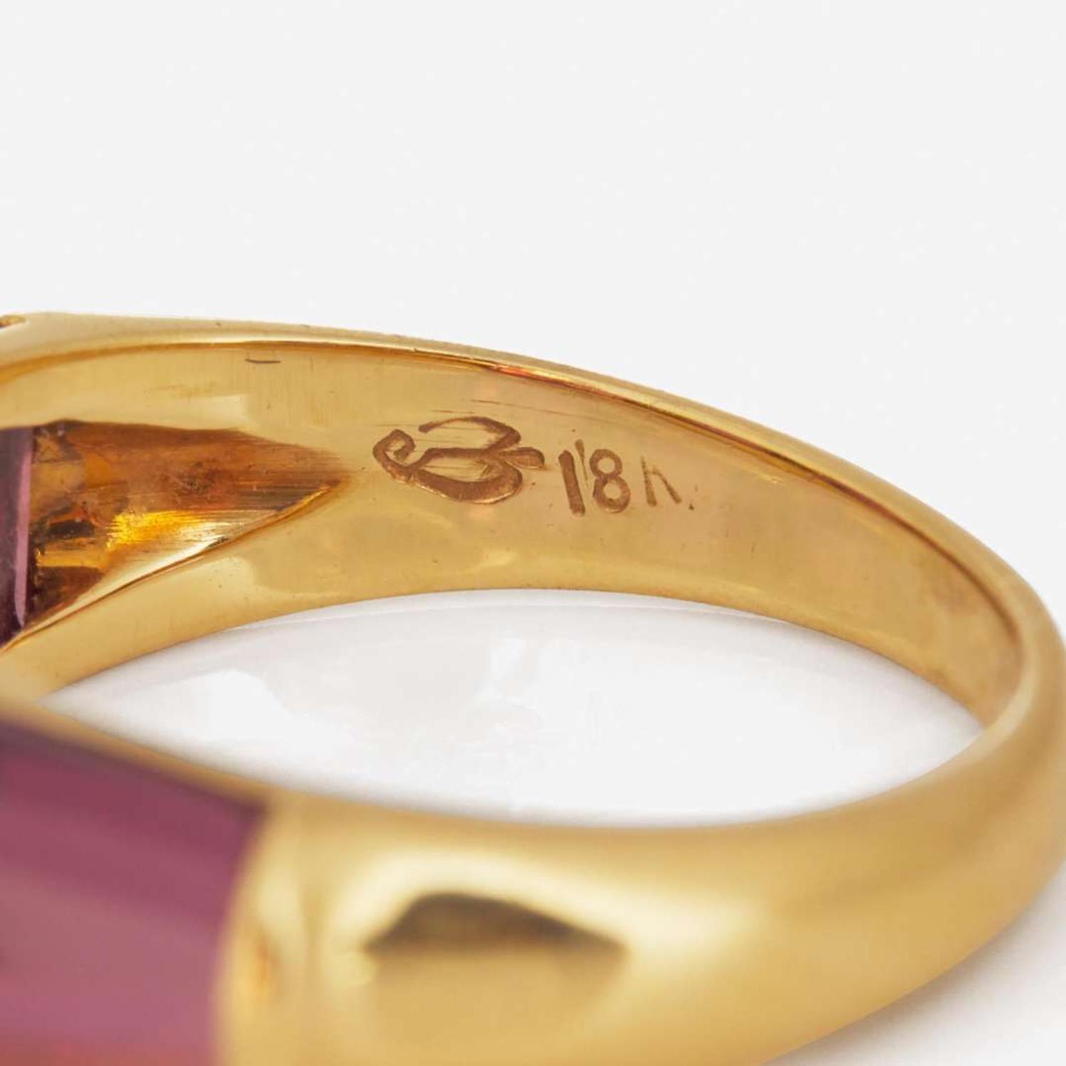 An 18K Yellow Gold, Diamond, and Tourmaline Tiffany & Co. Ring
