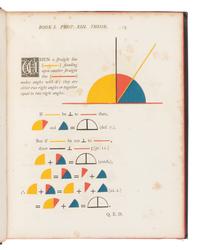 [EUCLID]. BYRNE, Oliver (1810-1880). The First Six Books of the Elements of Euclid . London: [Printed by C. Whittingham at the Chiswick Press for] William Pickering, 1847.
