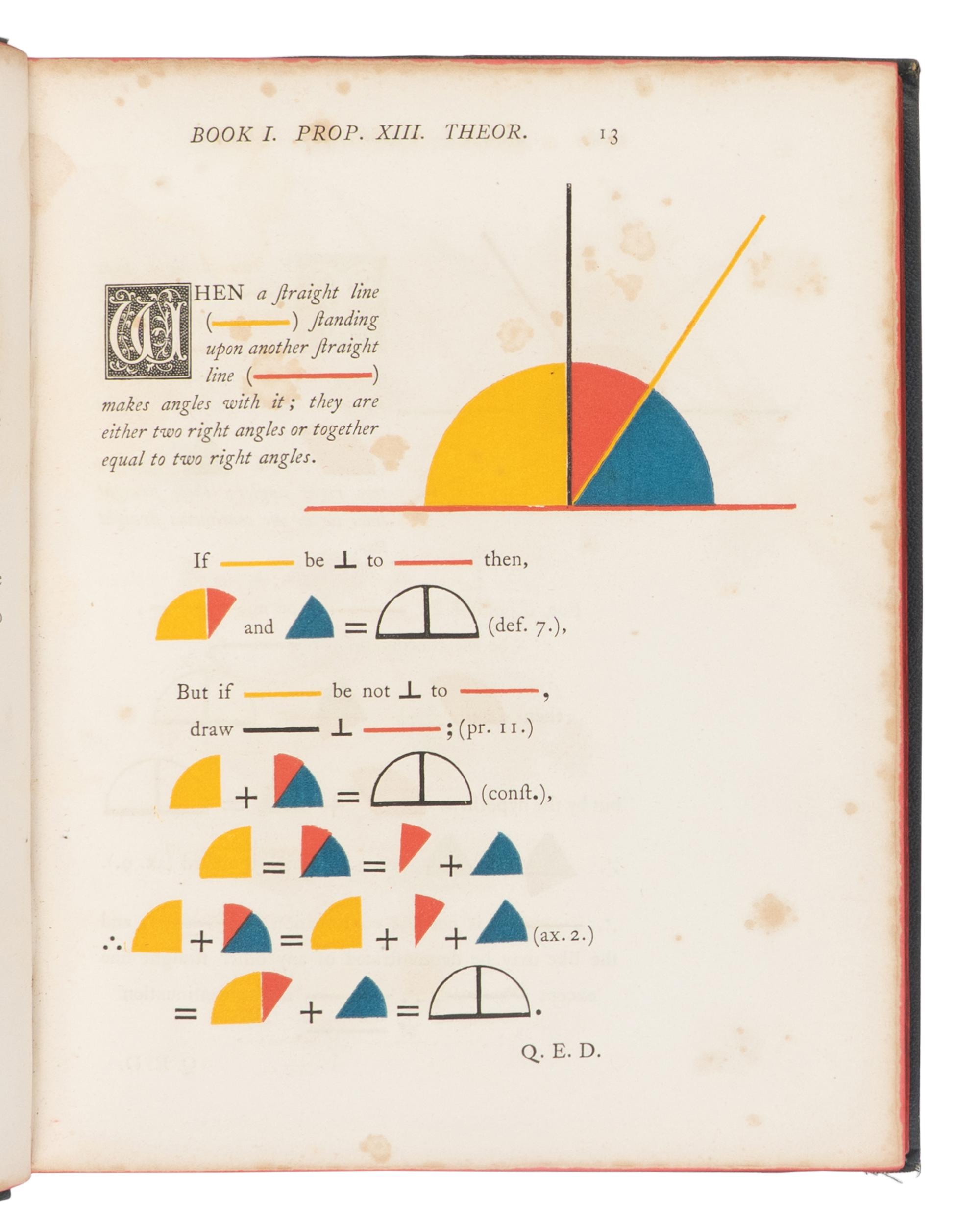 [EUCLID]. BYRNE, Oliver (1810-1880). The First Six Books of the Elements of Euclid . London: [Printed by C. Whittingham at the Chiswick Press for] William Pickering, 1847.