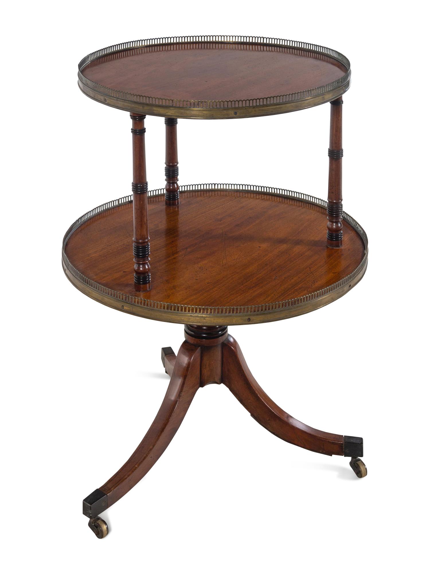 A French Brass Mounted Mahogany Two-Tier Dumbwaiter