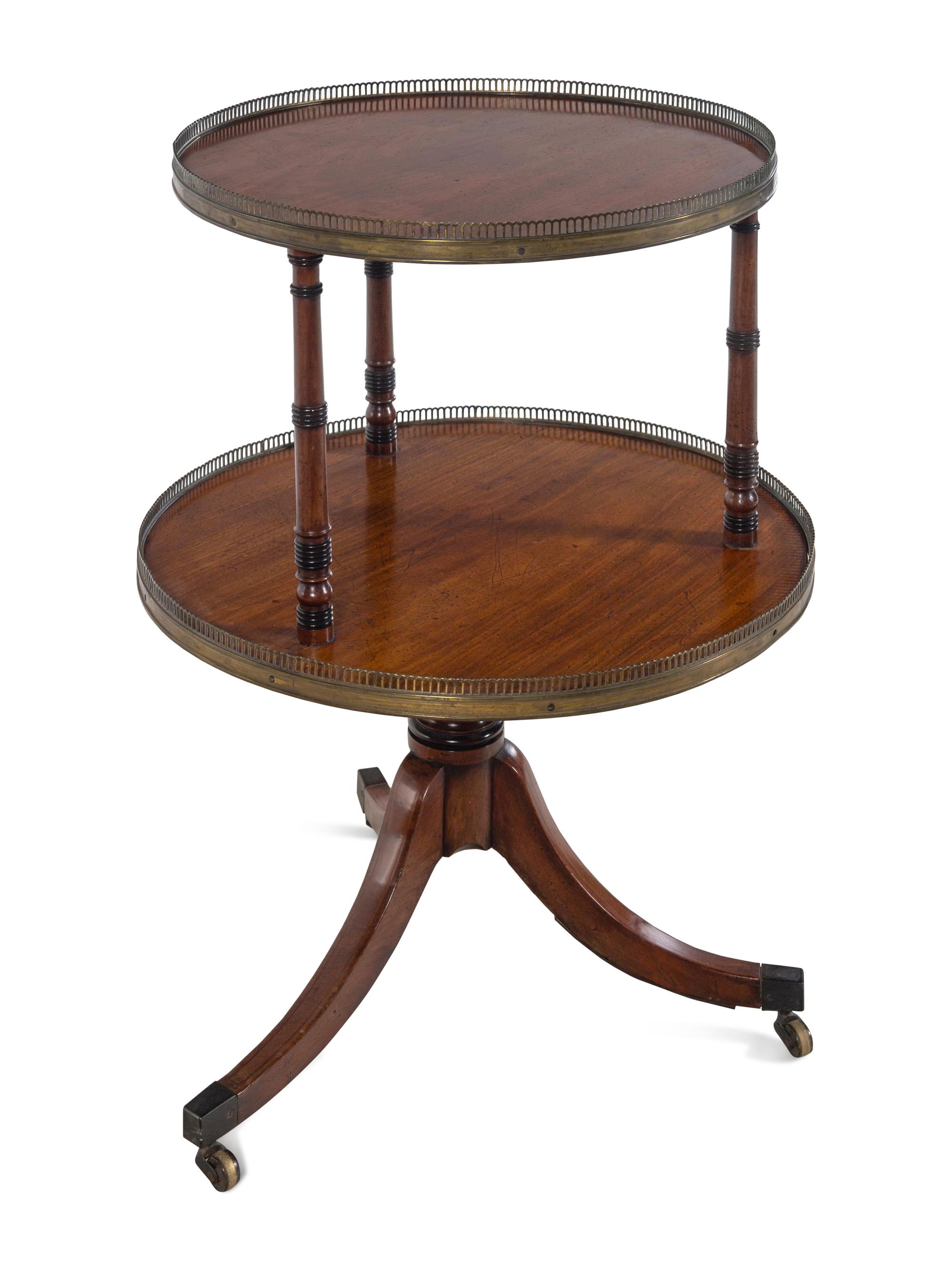 A French Brass Mounted Mahogany Two-Tier Dumbwaiter