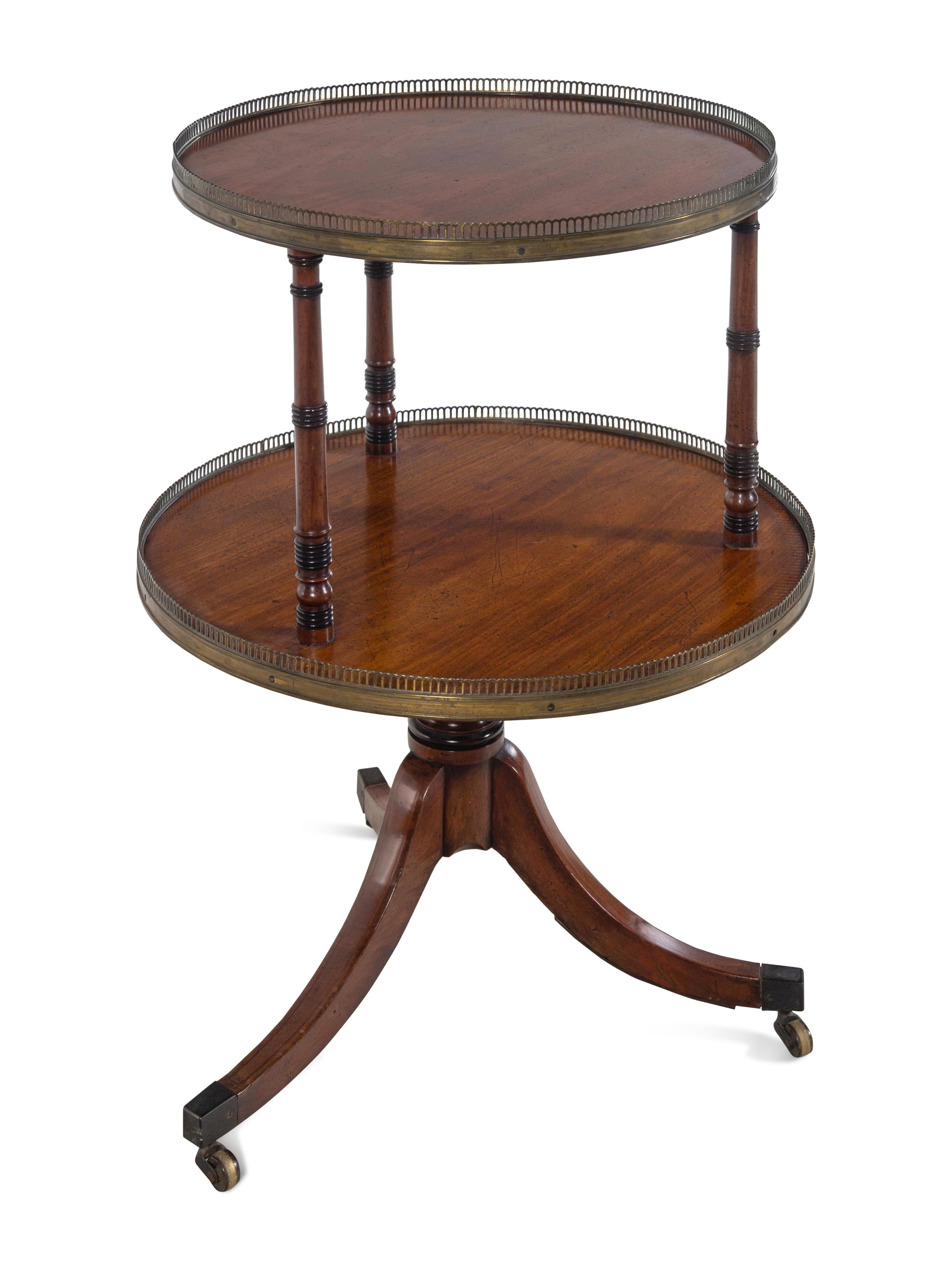 A French Brass Mounted Mahogany Two-Tier Dumbwaiter