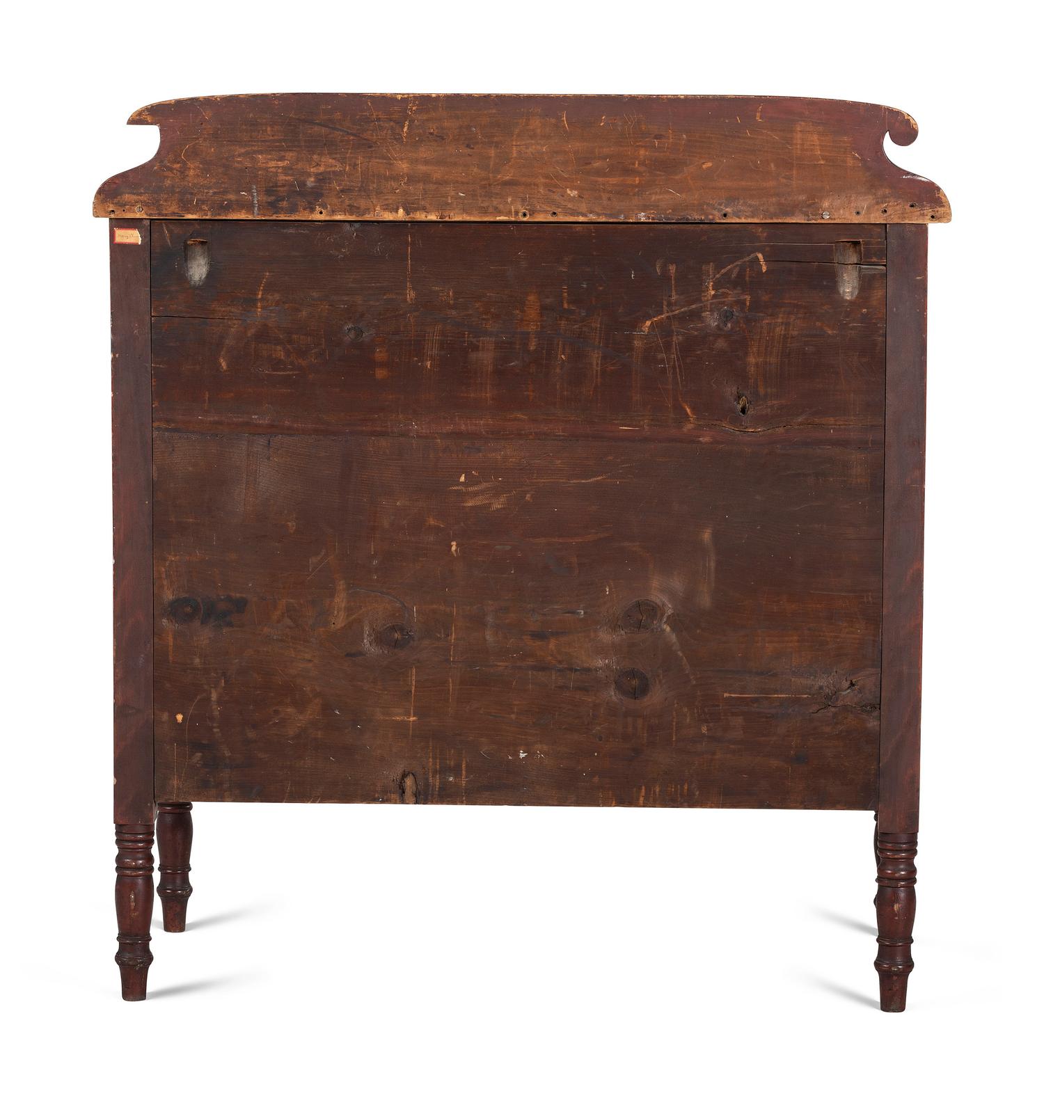 A Late Federal Red-Stained Maple and Walnut Veneered Chest of Drawers