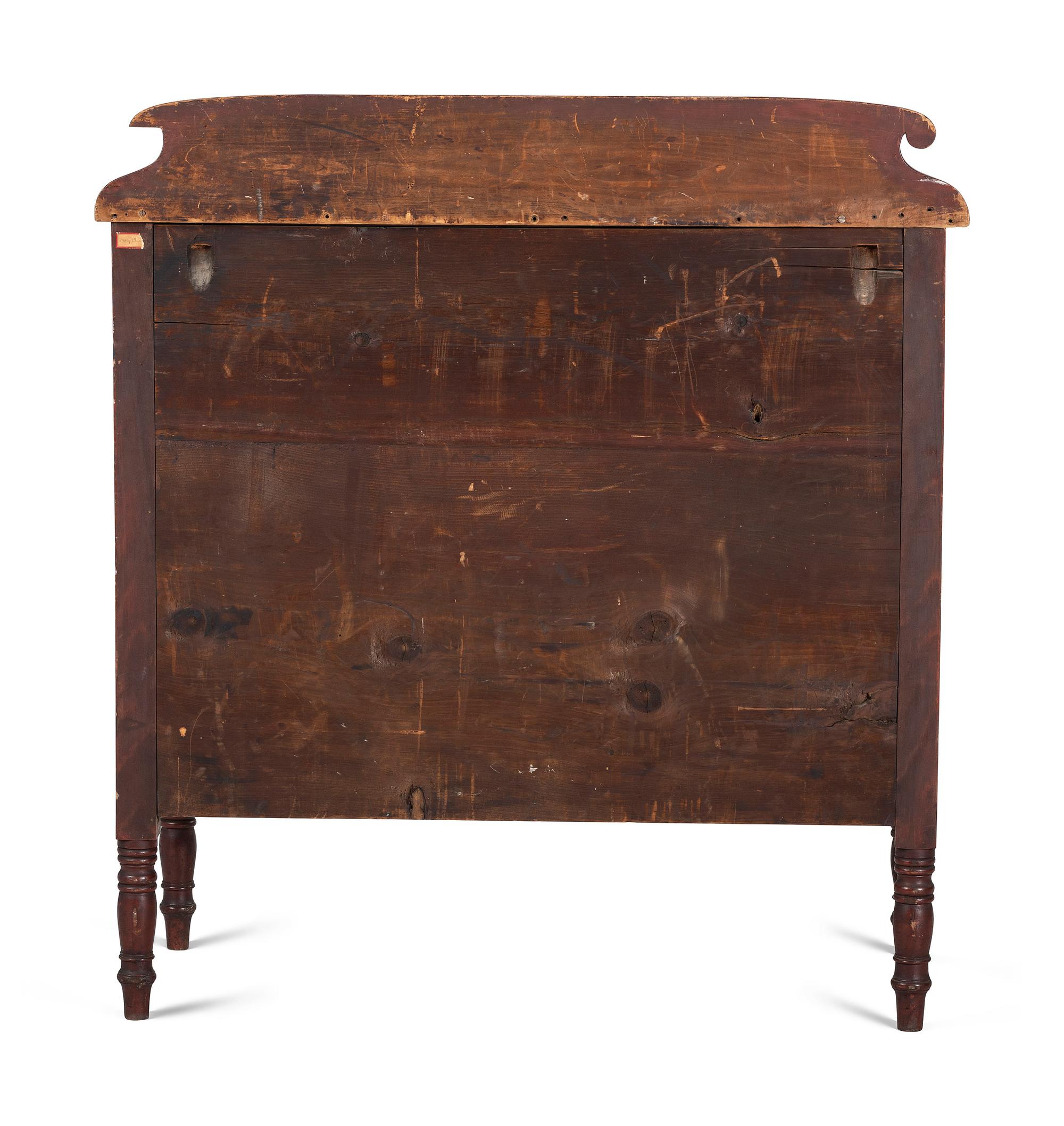 A Late Federal Red-Stained Maple and Walnut Veneered Chest of Drawers