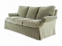 A Green Velvet Upholstered Three-Seat Sofa