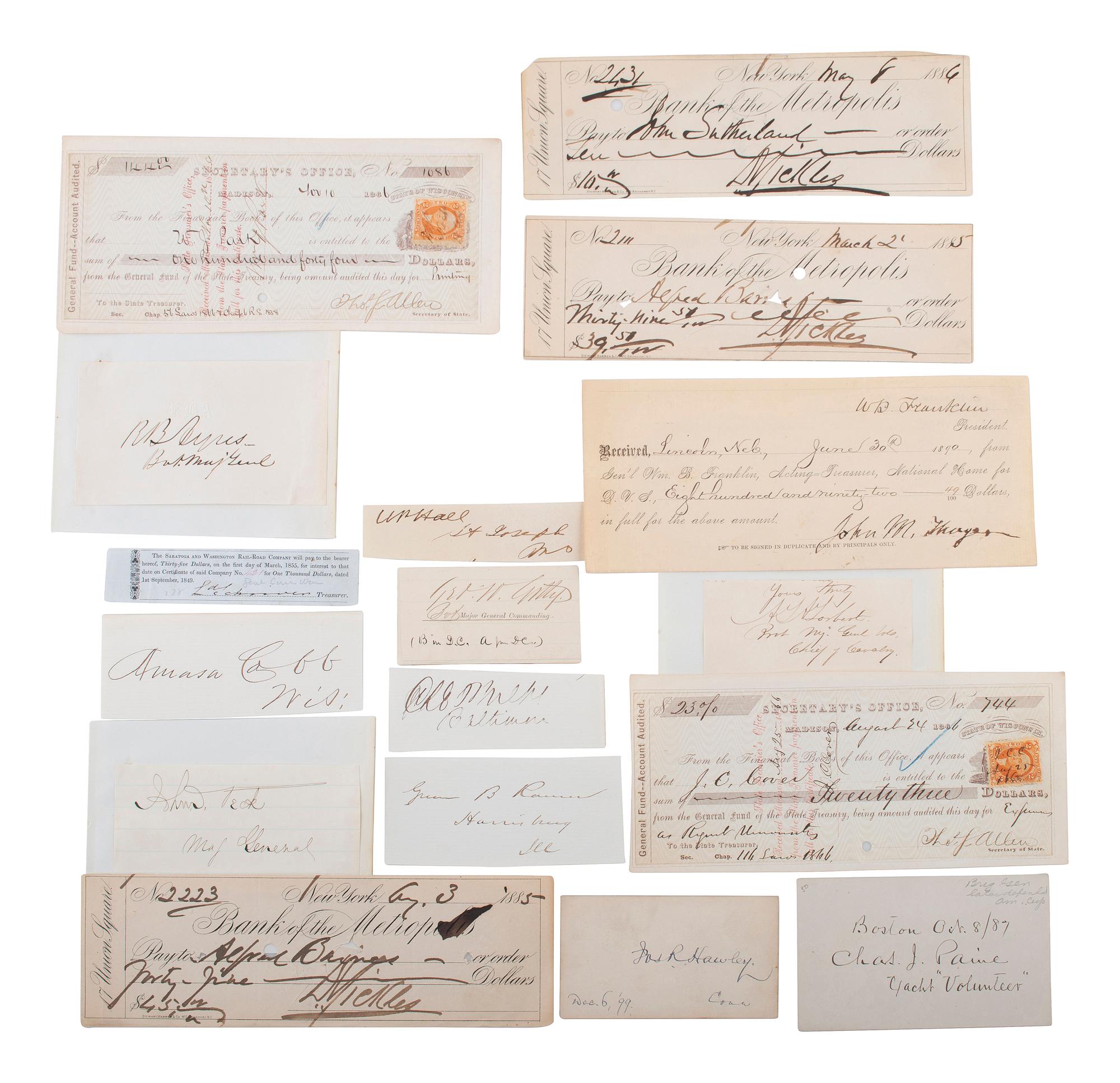 [CIVIL WAR]. Union officer signatures, Incl. Generals Webb, Butler, Terry, Miles, and O.O. Howard.