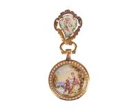 An 18 Karat Yellow Gold and Enameled Pocket Watch