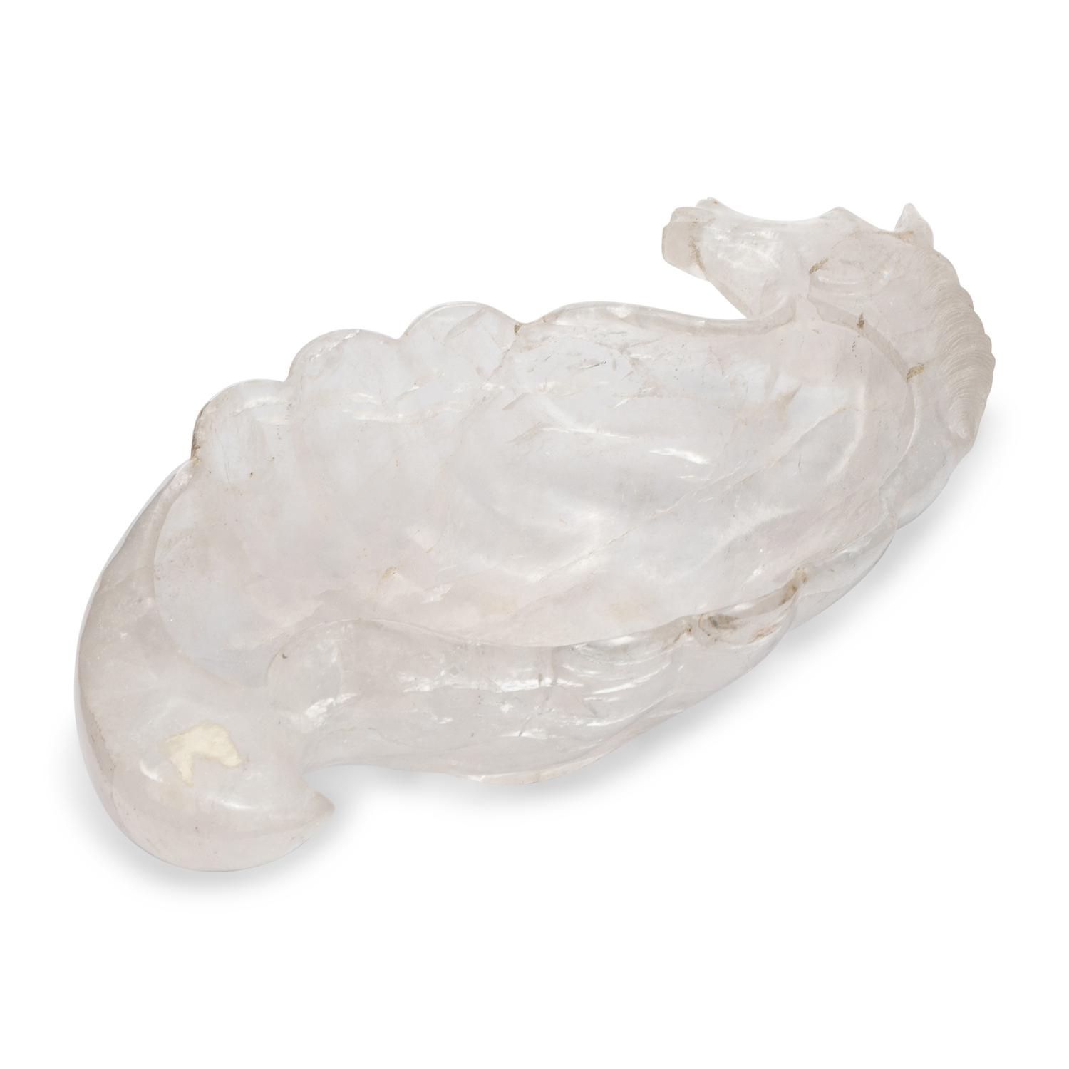 A Carved Rock Crystal Seahorse-Form Center Bowl