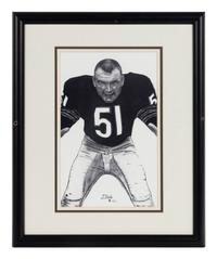 A Group of Nine Artworks of Various Football Players Formerly Displayed at Mike Ditka’s Restaurant