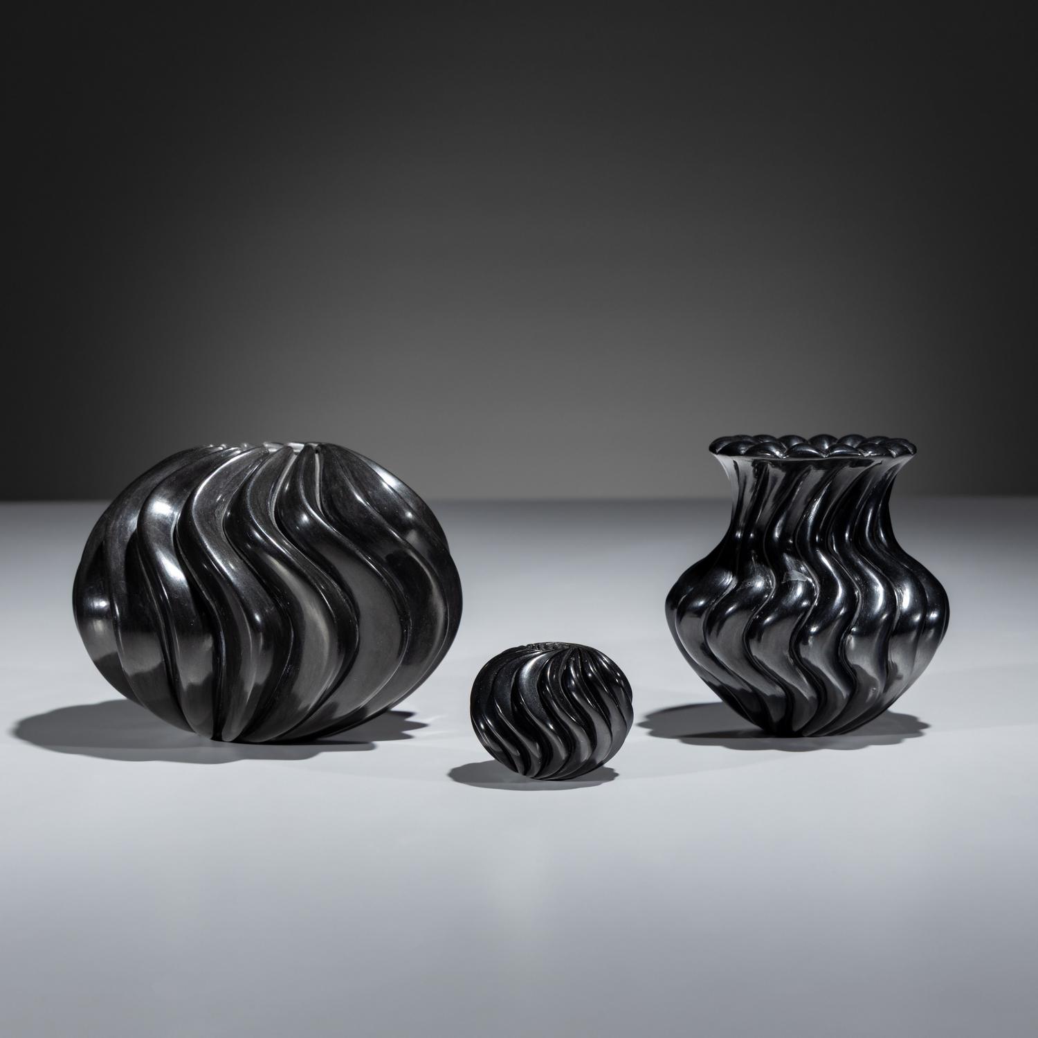 Carved Blackware Jars