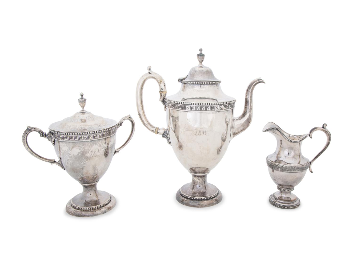 An American Coin Silver Teapot and Covered Sugar — BAILEY & CO., CHESTNUT STREET, PHILADELPHIA