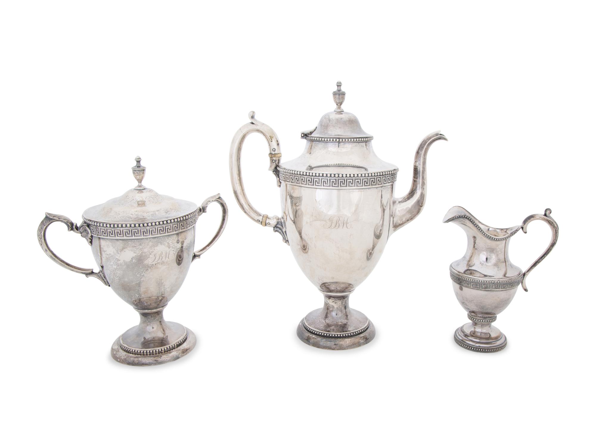 An American Coin Silver Teapot and Covered Sugar — BAILEY & CO., CHESTNUT STREET, PHILADELPHIA
