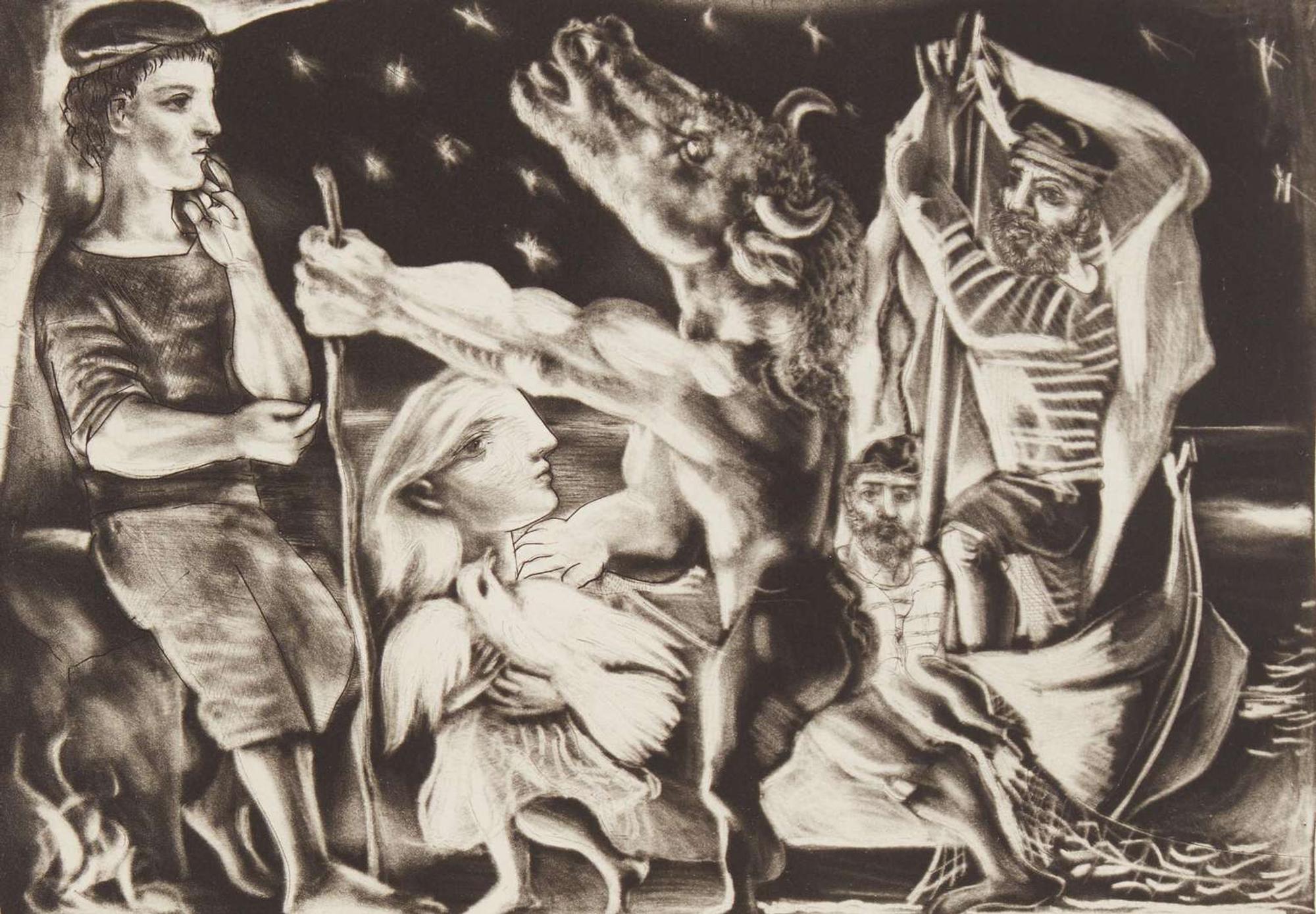 Pablo Picasso (Spanish, 1881-1973) - Minotaure Aveugle Guidé par une Fillette dans la Nuit, from La Suite Vollard