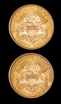 Two United States 1898-S Liberty Head $20 Gold Coins