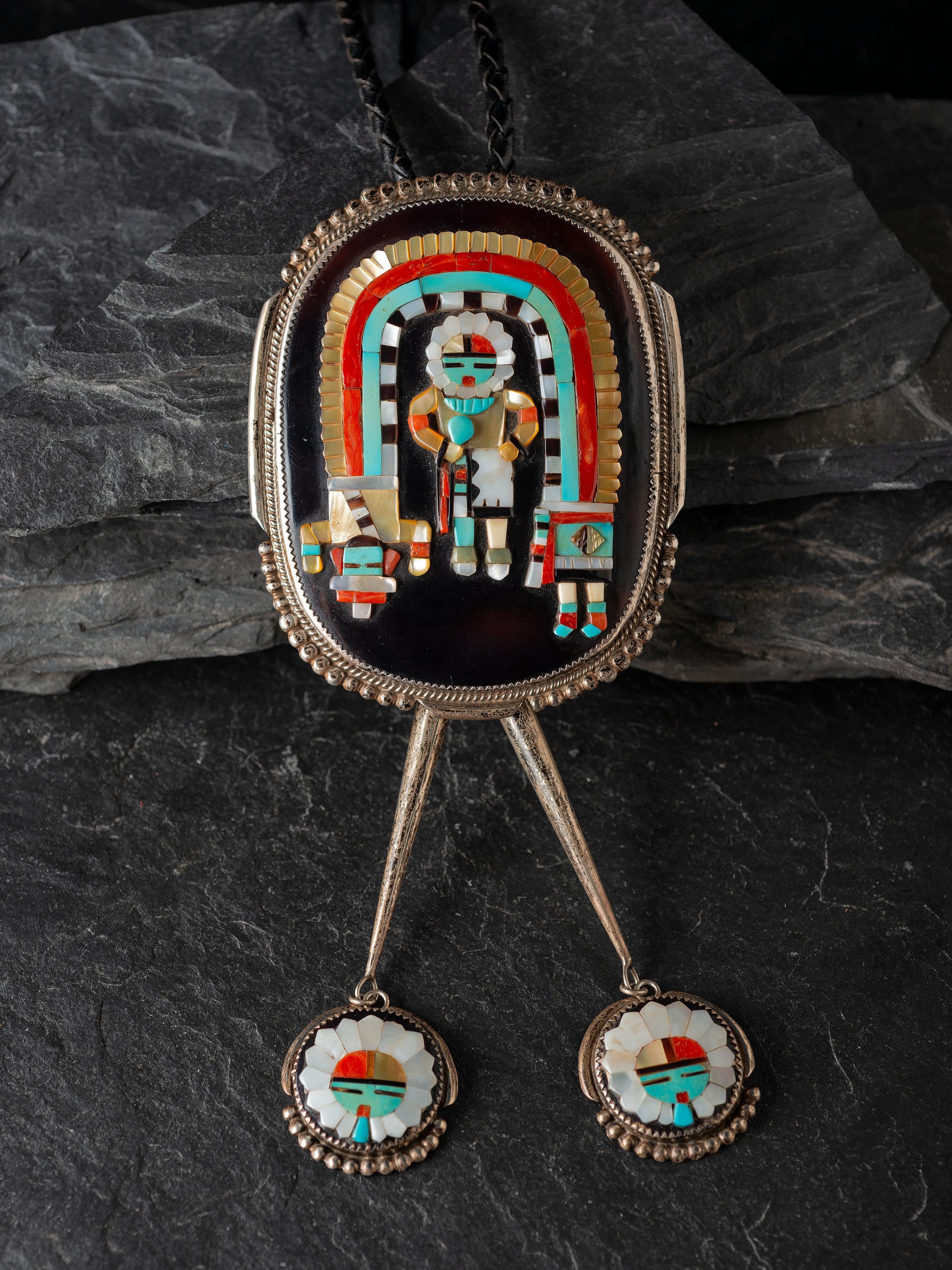 Large Mosaic Inlay Bolo Tie