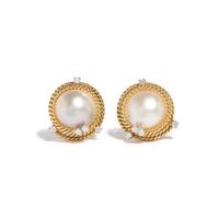 TIFFANY & CO., SCHLUMBERGER, YELLOW GOLD, MABE CULTURED PEARL AND DIAMOND CLIP EARRINGS