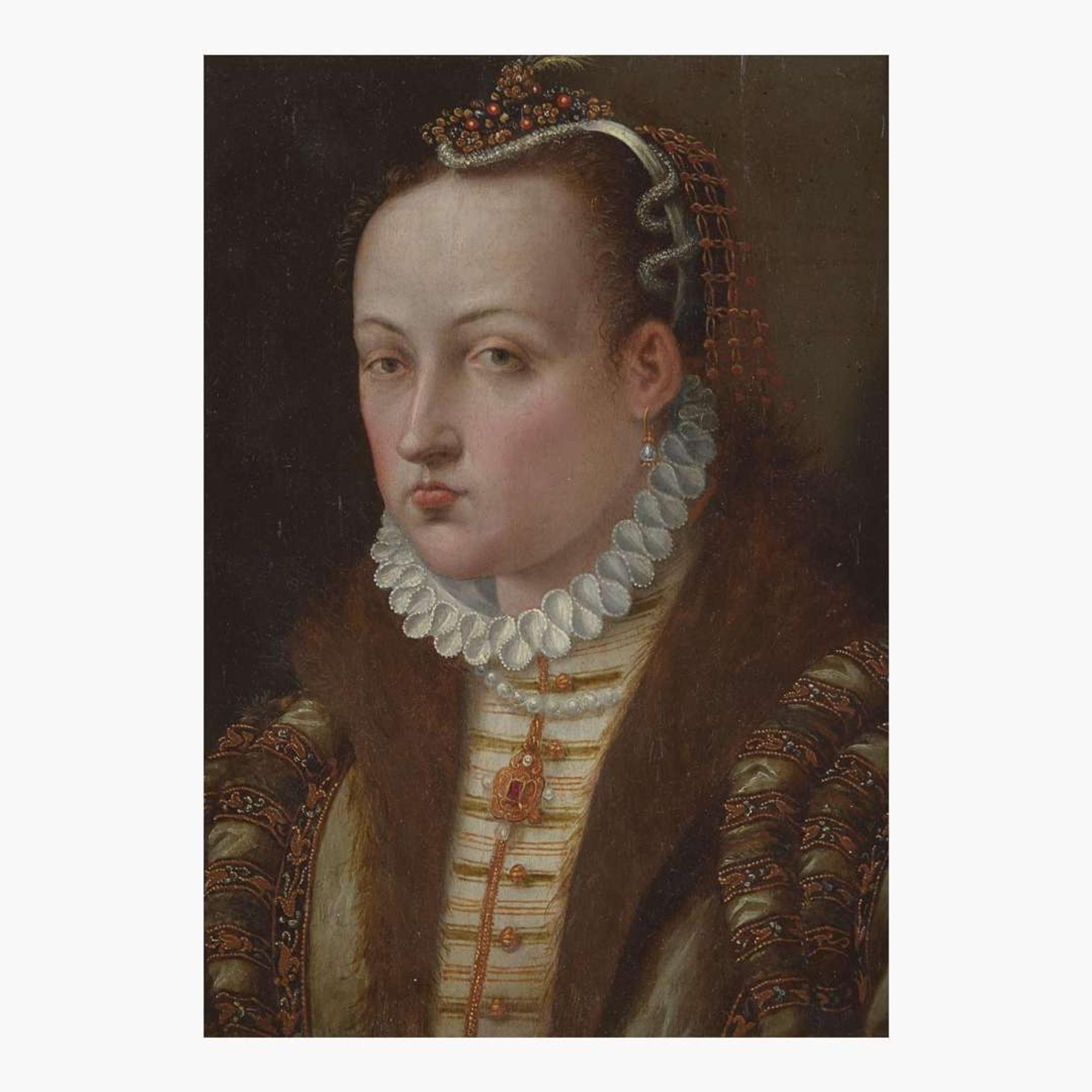 Circle of Lavinia Fontana (Italian, 1552–1614) Portrait of a Lady, Bust-Length, with a Fur Collar and a Pearl Earring