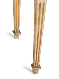 A Neoclassical Painted and Parcel Gilt Marble Top Console Table