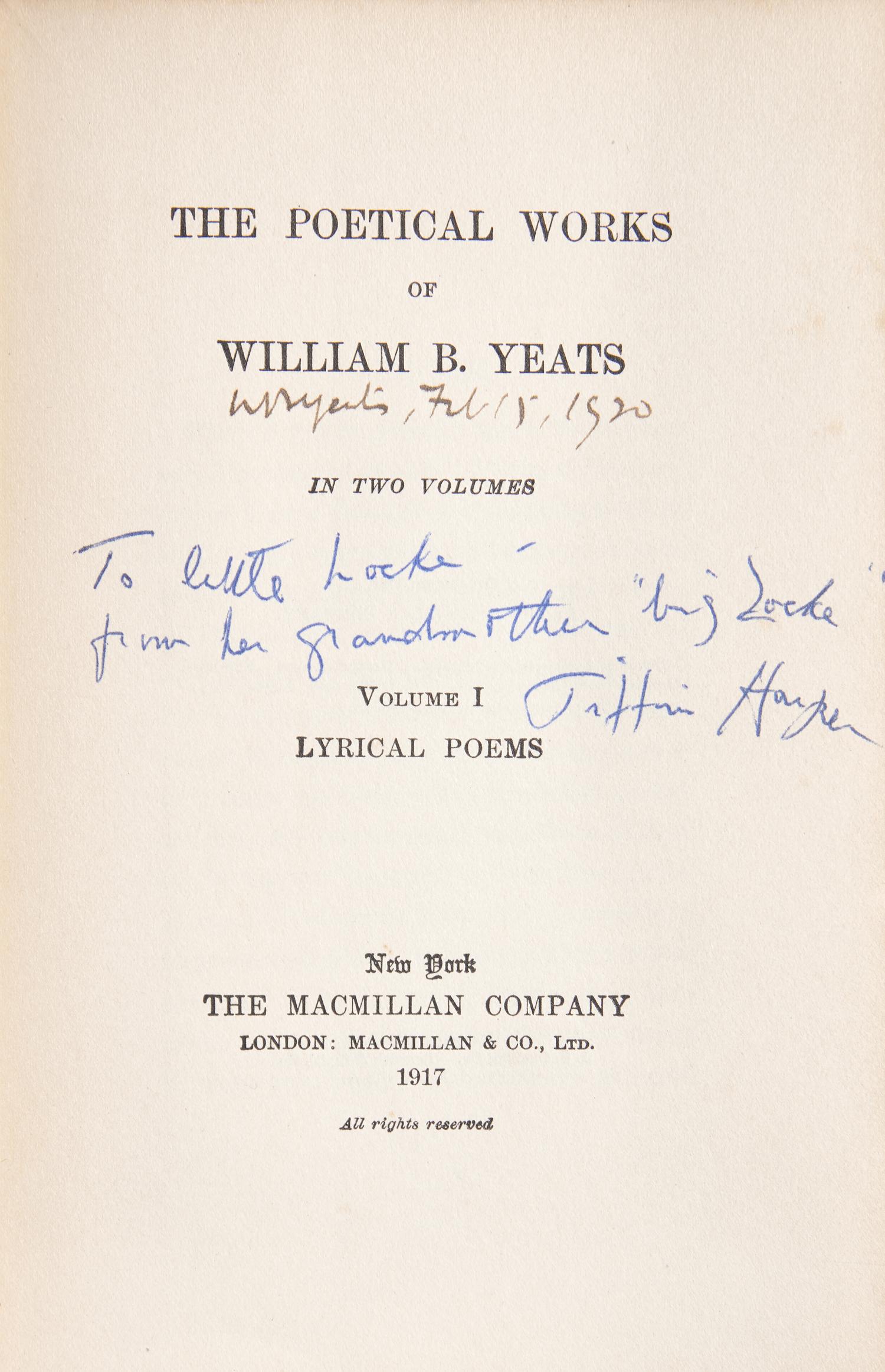 [Literature] Yeats, William B. The Poetical Works of William B. Yeats