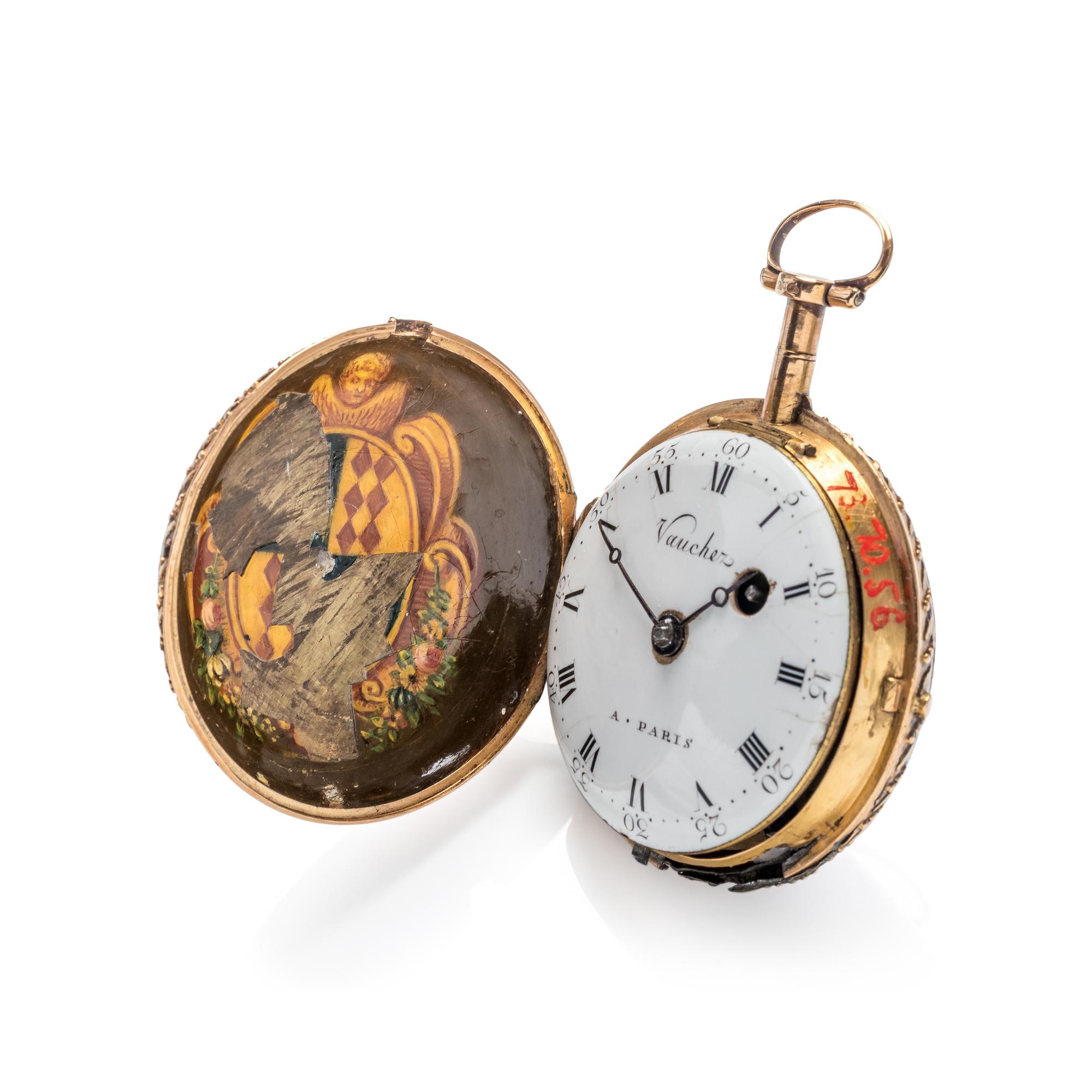 PORTRAIT ENAMEL HUNTER CASE POCKET WATCH