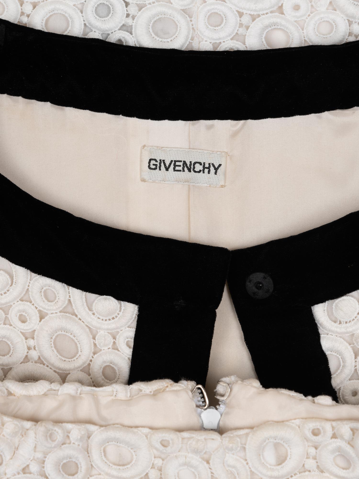 Givenchy Haute Couture Velvet Trimmed Eyelet Skirt Ensemble, 1980-90s