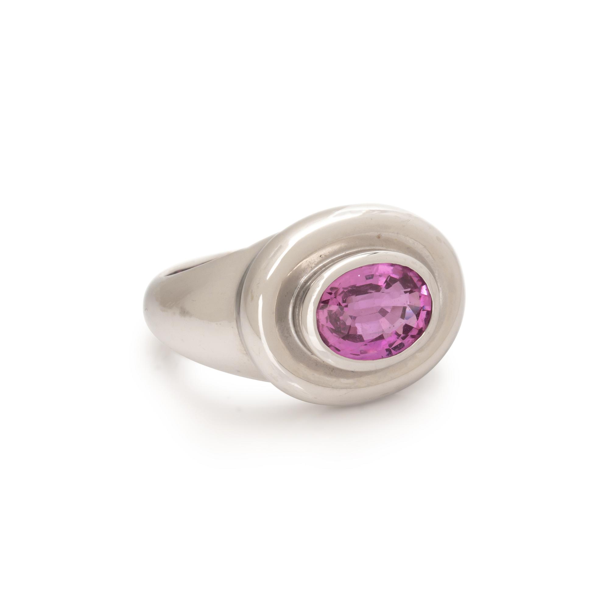 TIFFANY & CO., PALOMA PICASSO, WHITE GOLD AND PINK SAPPHIRE RING