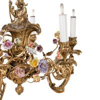 A French Gilt Bronze and Porcelain Mounted Chandelier