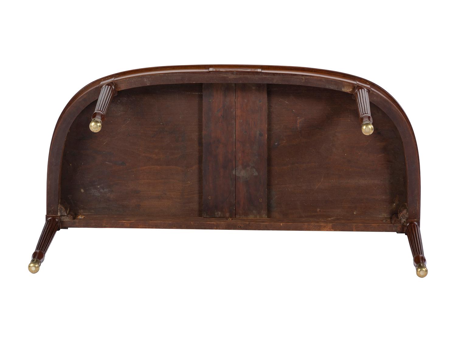 A Pair of Federal Brass-Mounted, Carved and Crossbanded Mahogany Console Tables