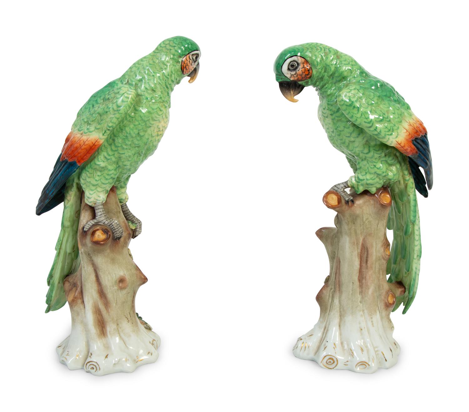 A Pair of Samson Glazed Porcelain Parrots — LATE 19TH CENTURY