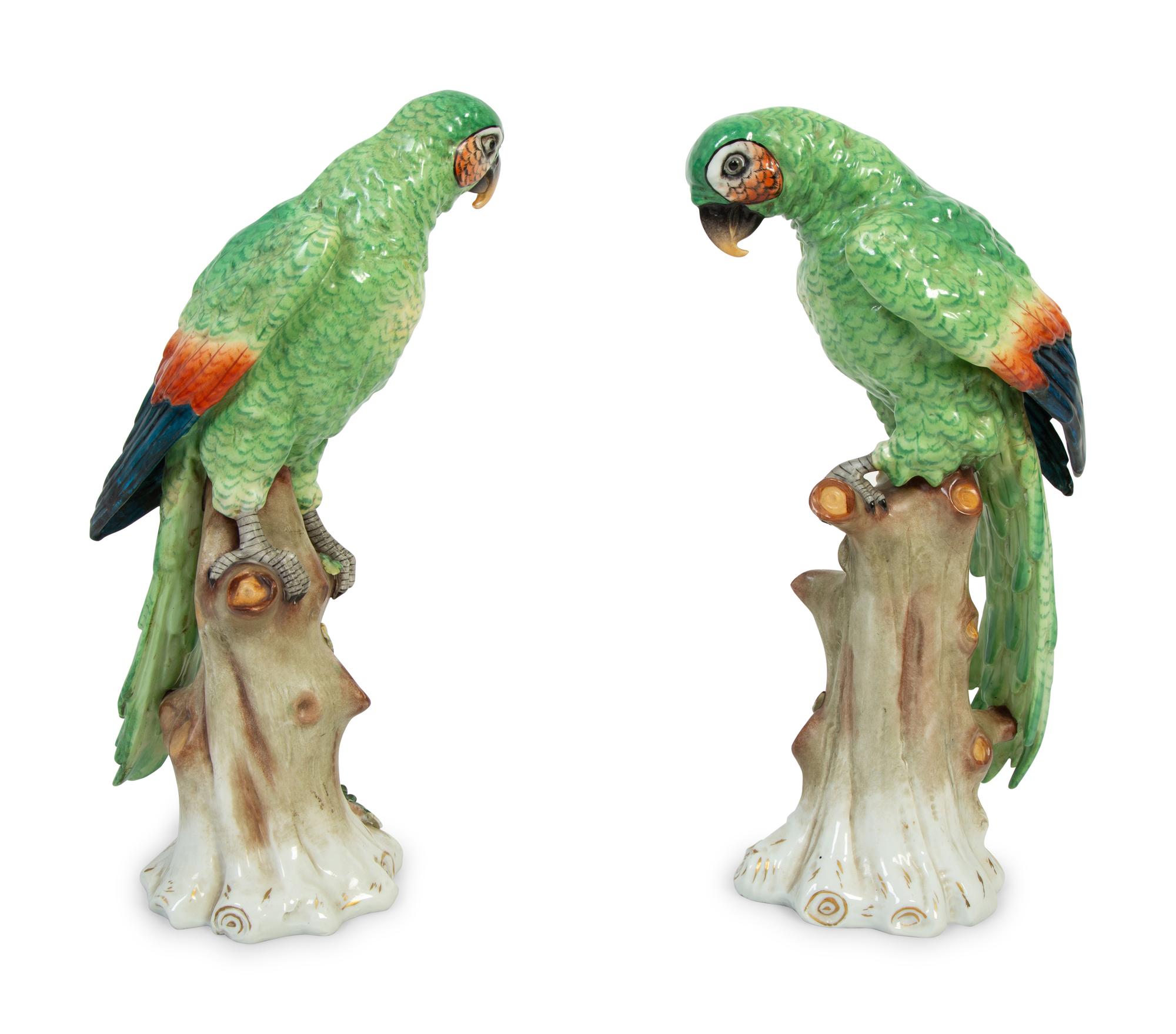 A Pair of Samson Glazed Porcelain Parrots — LATE 19TH CENTURY