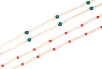 A Collection of Pearl, Coral and Malachite Bead Necklaces, 146.10 dwts.