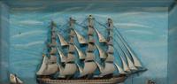 A Carved and Painted Wood Ship Diorama