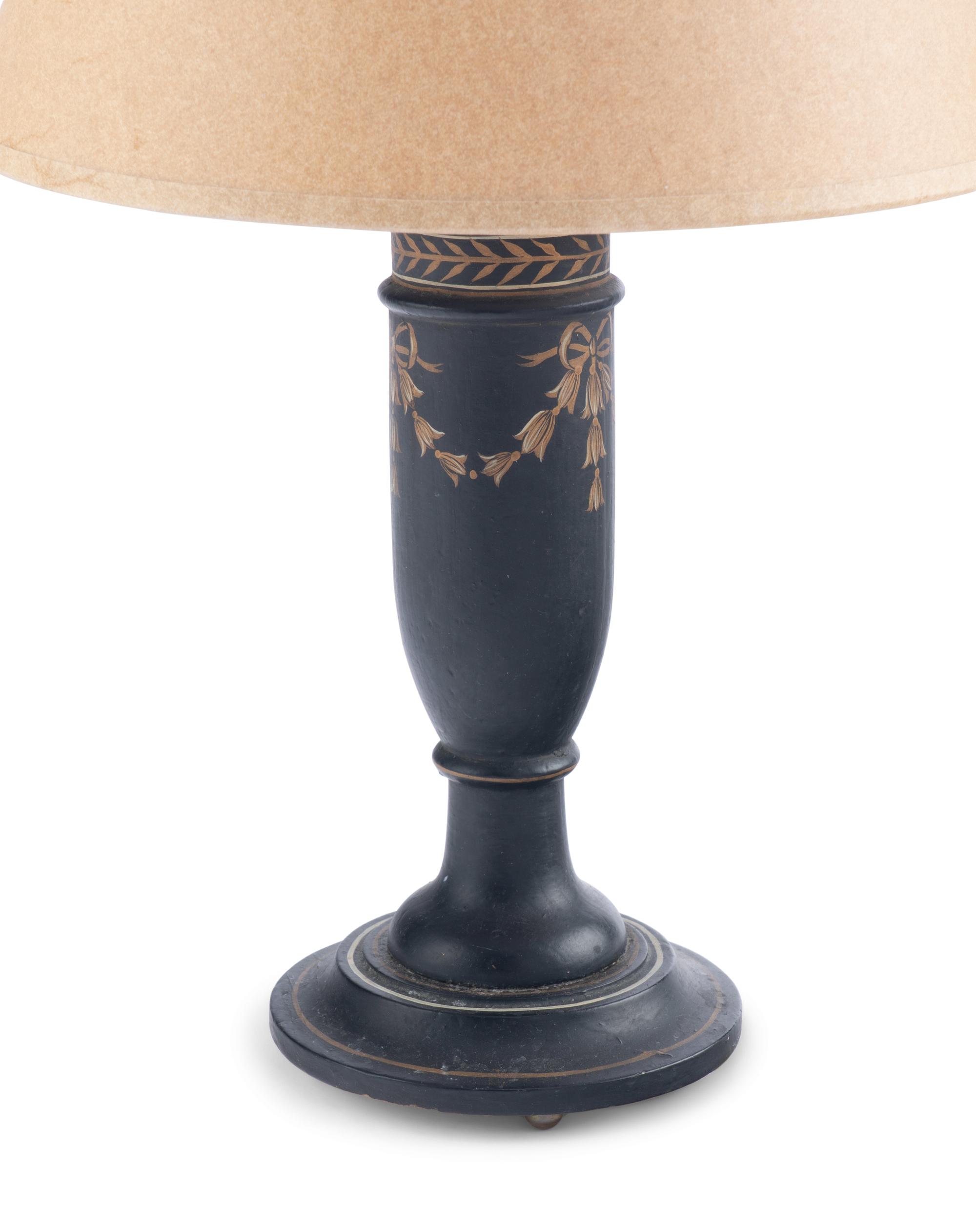 A Painted and Parcel-Gilt Table Lamp