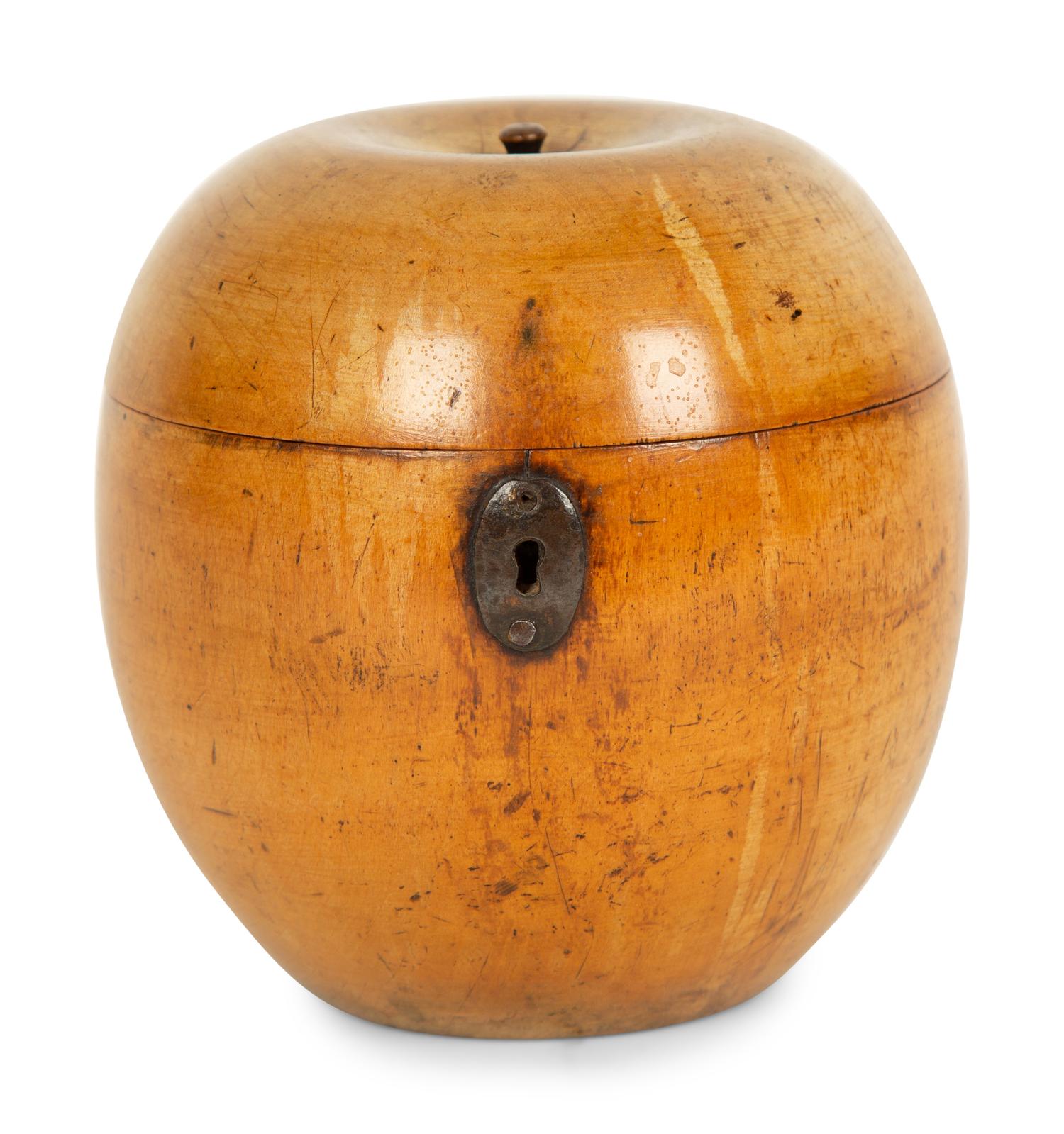 A George III Fruitwood Apple-Form Tea Caddy — 19TH CENTURY