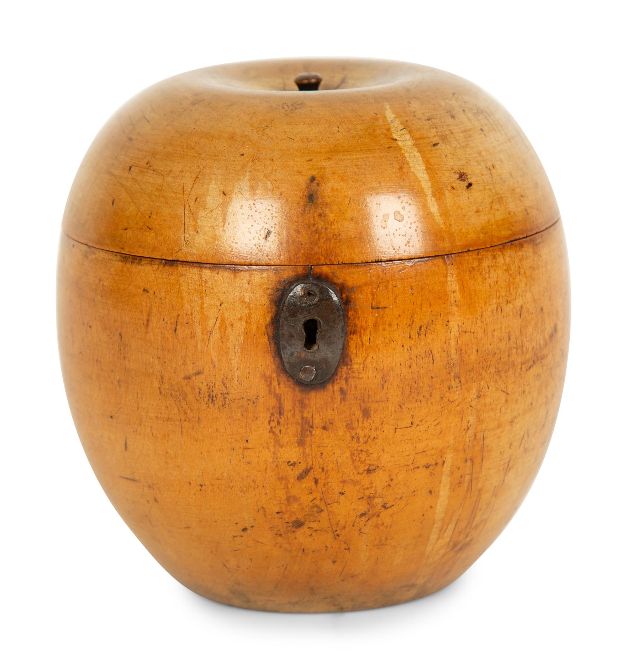 A George III Fruitwood Apple-Form Tea Caddy — 19TH CENTURY