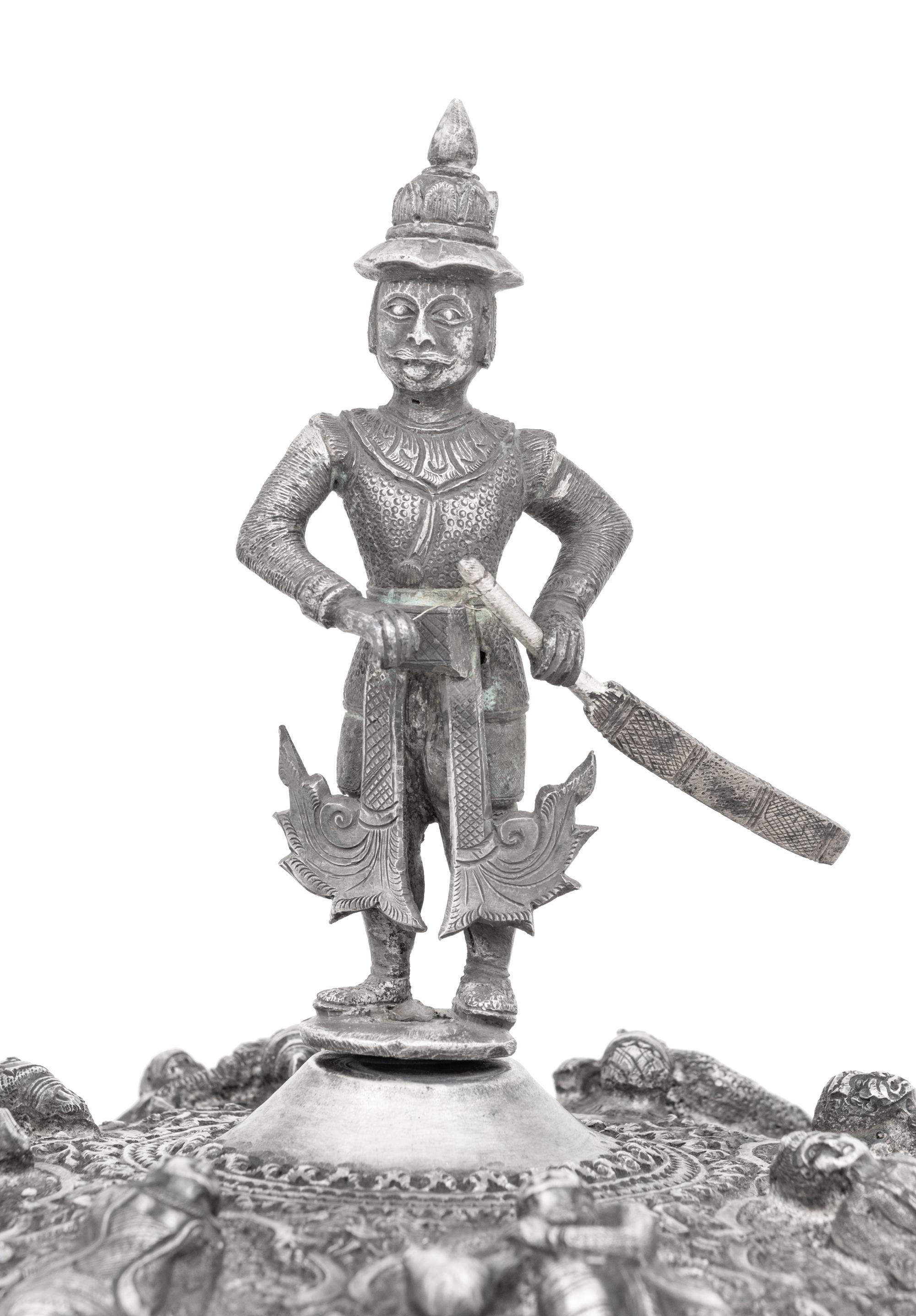 A Southeast Asian Silver Covered Jar on Stand