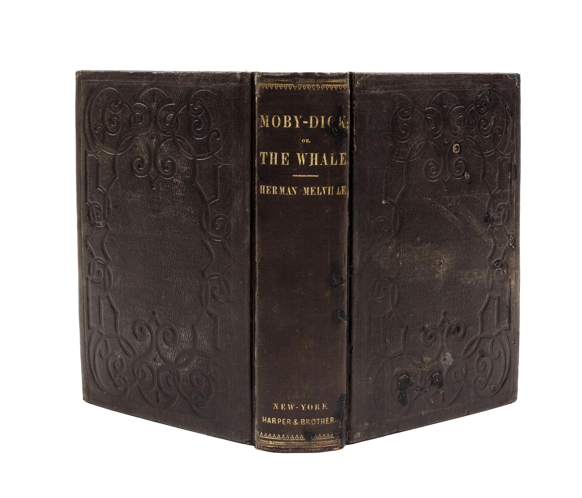 MELVILLE, HERMAN. Moby-Dick or The Whale. NY, 1851. 1st US ed, brown "A" remainder cloth.