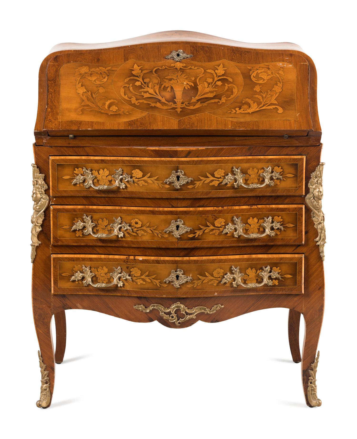 RELEASED TO OWNER -- An Italian Marquetry Slant-Front Bureau