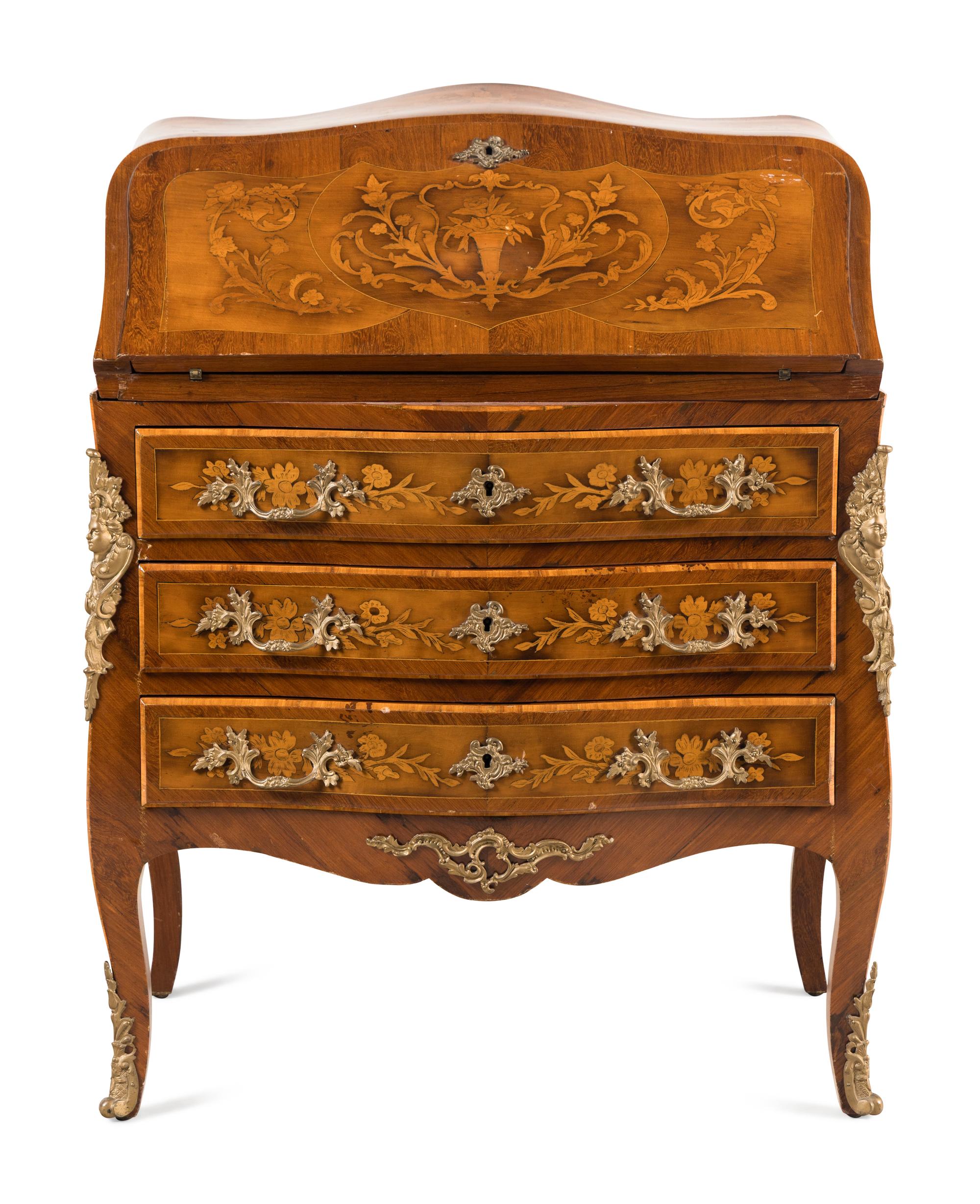 RELEASED TO OWNER -- An Italian Marquetry Slant-Front Bureau