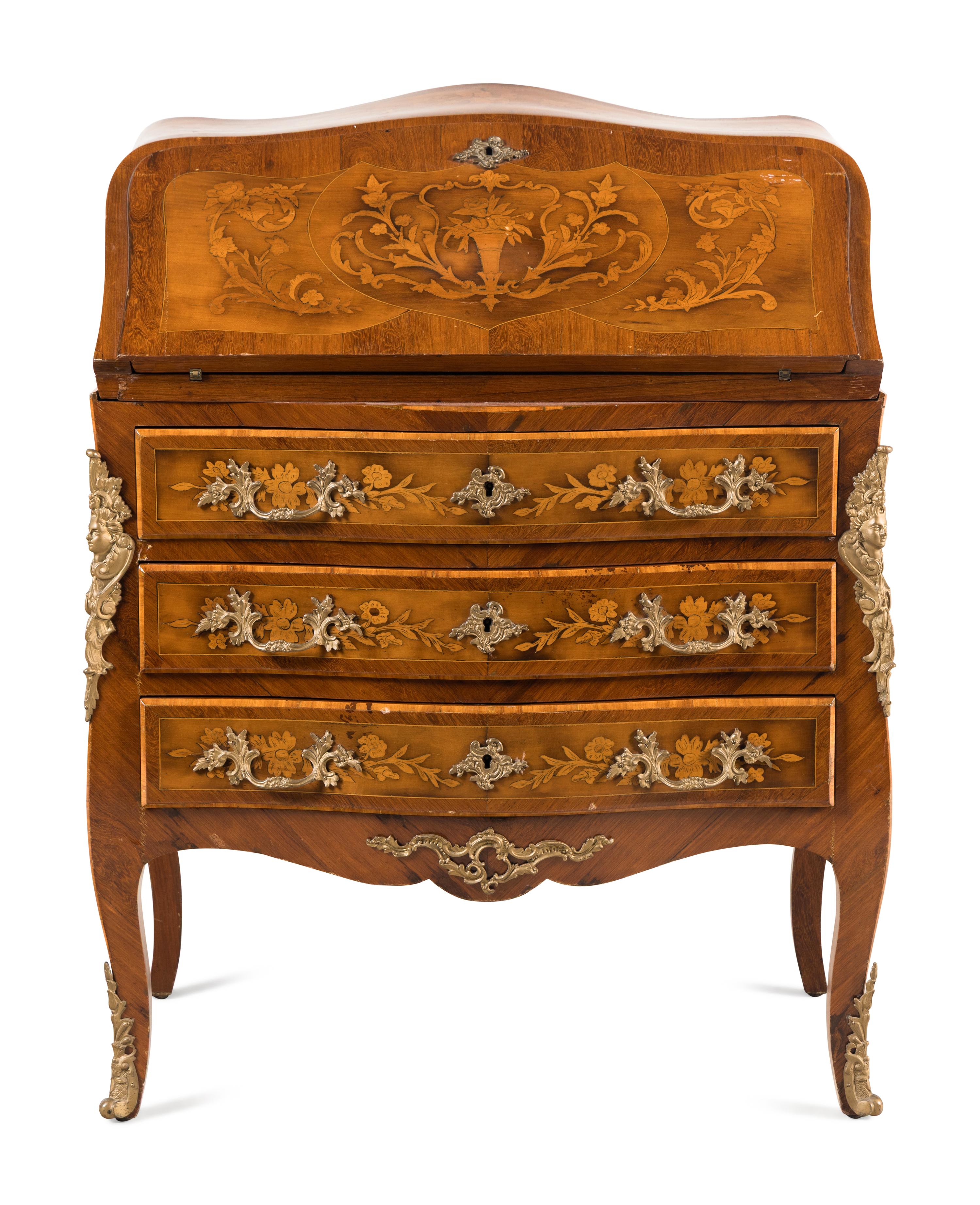 RELEASED TO OWNER -- An Italian Marquetry Slant-Front Bureau