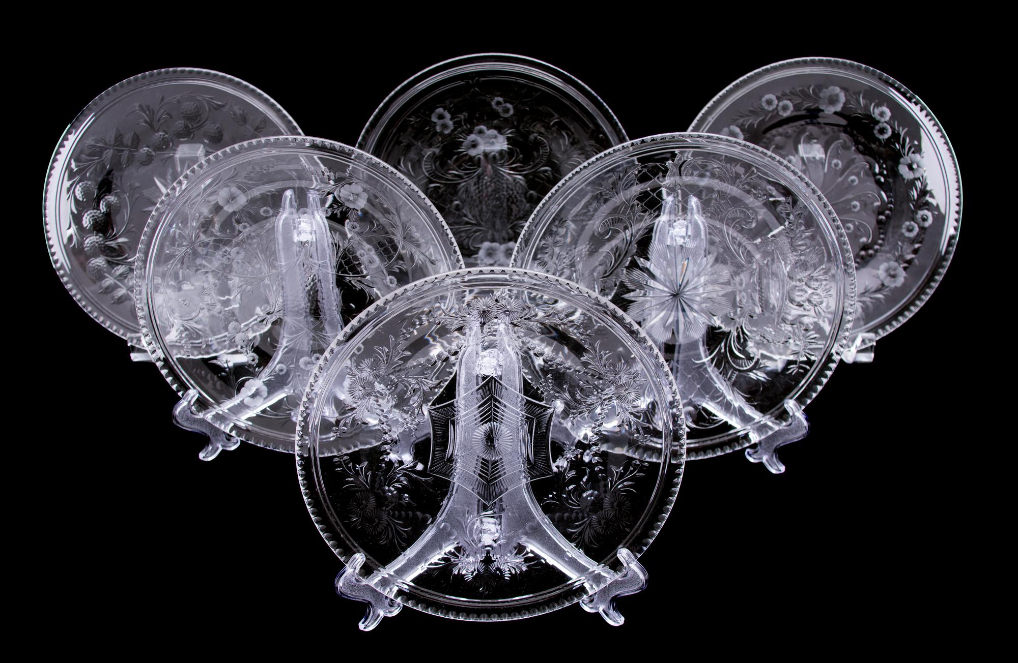 A Set of Six English Cut Glass Plates — 19TH CENTURY