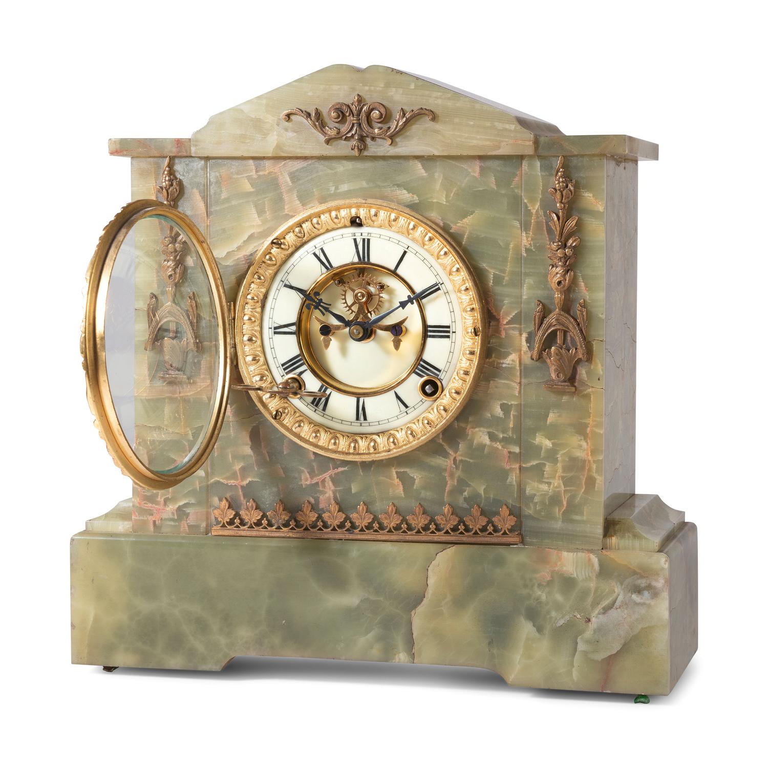 An Ansonia Onyx Mantel Clock