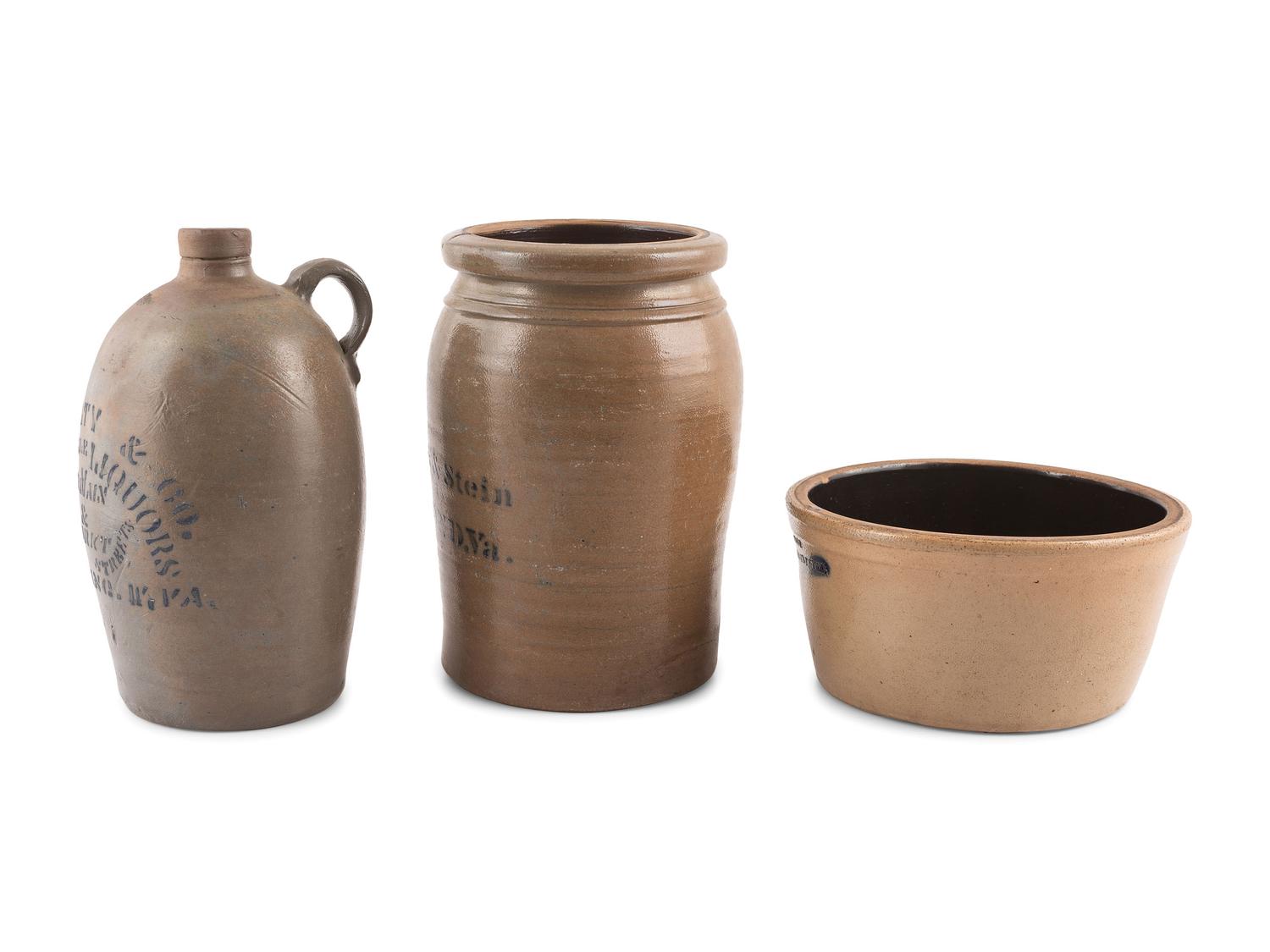 Three Stoneware Advertising Vessels