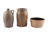 Three Stoneware Advertising Vessels