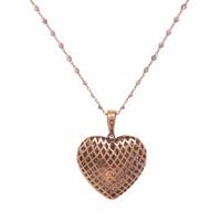 Pink Sapphire, Diamond, and Rose Gold Heart Pendant Station Necklace