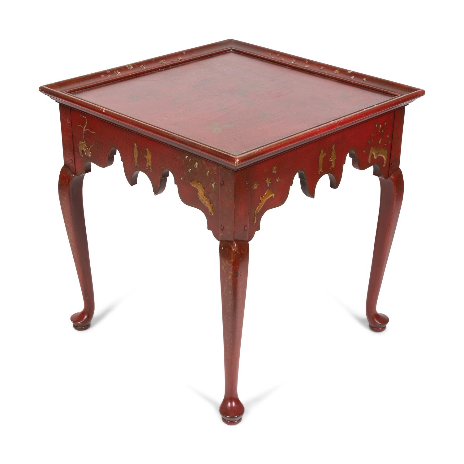 A Queen Anne Style Red Japanned Side Table