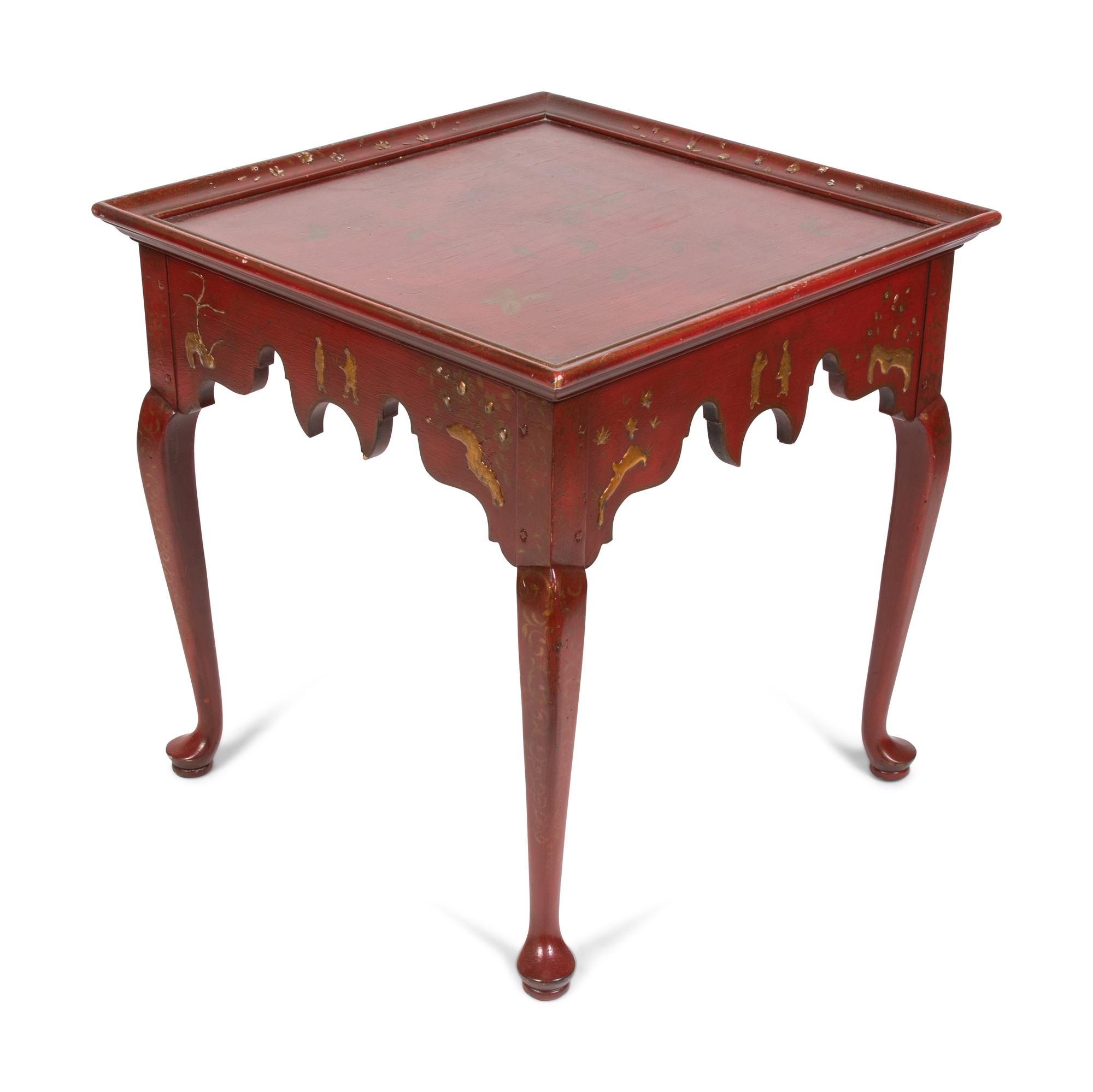 A Queen Anne Style Red Japanned Side Table